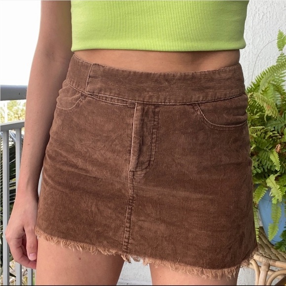 Blue Asphalt Brown Corduroy Mini Skirt - Picture 1 of 6